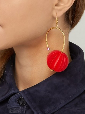 MARNI Red origami and strass pistil earrings - flipped