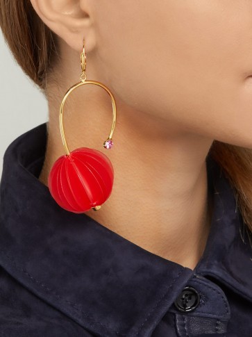 MARNI Red origami and strass pistil earrings