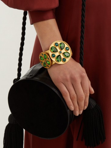 REBECCA DE RAVENEL Pamina gold-plated Swarovski green crystal cuff