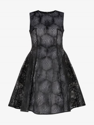 Paskal Sleeveless Laser Cut Dress in Black ~ cut-out fit and flare