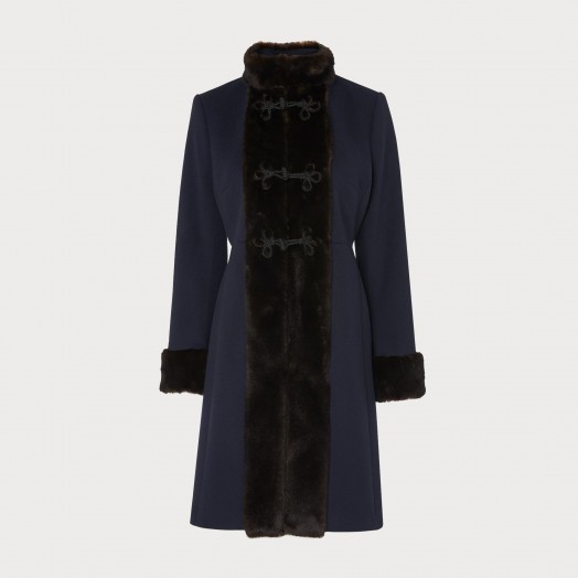 L.K. Bennett PERRIS NAVY COAT – blue luxury winter coats