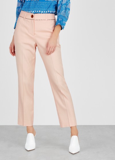 PETER PILOTTO Pink cord-trimmed straight-leg trousers – cropped pants