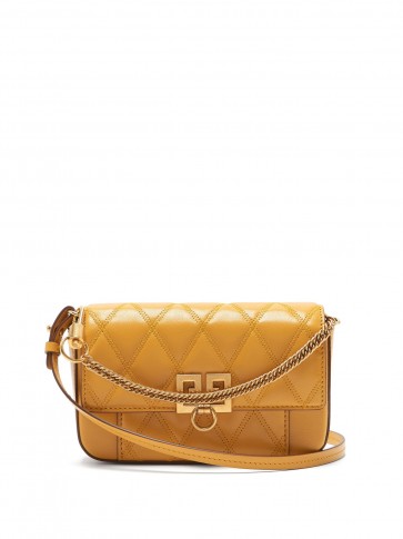 GIVENCHY Pocket quilted-leather cross-body bag in yellow-ochre ~ small chain top handle bags