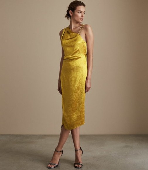 Reiss POSITANO STRAPPY COCKTAIL DRESS in GOLD – evening glamour - flipped