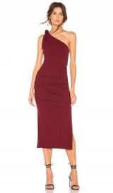 Privacy Please HAZEL ONE SHOULDER MIDI DRESS in Burgundy | red party dresses
