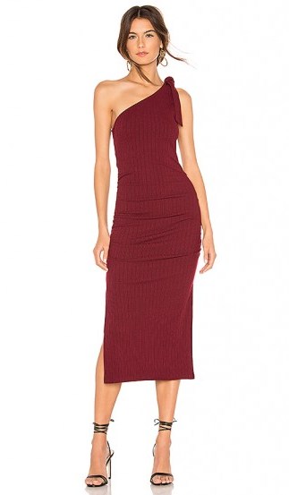 Privacy Please HAZEL ONE SHOULDER MIDI DRESS in Burgundy | red party dresses - flipped