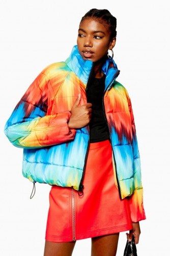 TOPSHOP Rainbow Puffer Jacket – multicoloured winter jacket - flipped
