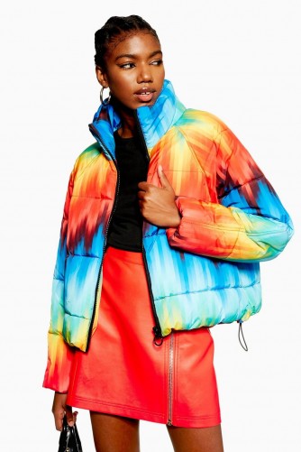 TOPSHOP Rainbow Puffer Jacket – multicoloured winter jacket