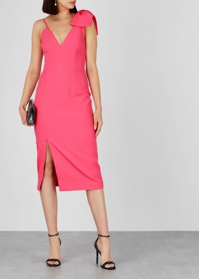 REBECCA VALLANCE Love pink bow-embellished cady midi dress - flipped