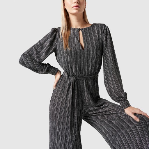 Retrofete SHIRA JUMPSUIT in Black/Silver | chic partywear - flipped