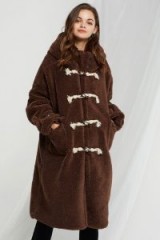 STORETS SAM BOUCLE DUFFLE COAT in brown | snugly winter coats