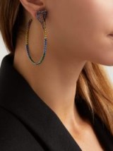 LYNN BAN Sapphire, ruby & rhodium-plated snake earrings ~ large jewelled hoops