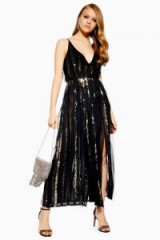 Topshop Sequin Chiffon Maxi Dress in Black | long sequinned party dresses