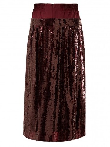 TIBI Burgundy sequin-embellished silk skirt - flipped