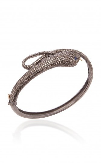 Sanjay Kasliwal Silver, Diamond And Sapphire Snake Bracelet / shimmering diamonds - flipped