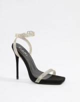 Simmi London Jenny black embellished heeled sandals | strappy diamante party heels