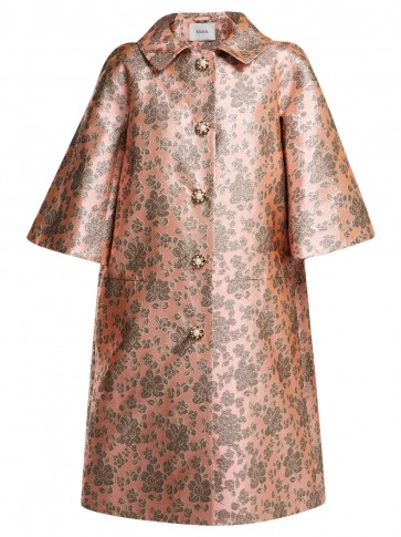 ERDEM Sorayah floral-jacquard pink coat / luxury statement coats