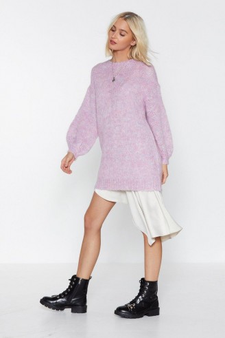 NASTY GAL Sorry Knit Sorry Oversized Sweater in lilac – slouchy crew neck