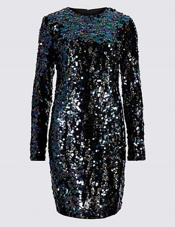 M&S COLLECTION Sparkly Long Sleeve Bodycon Dress - flipped