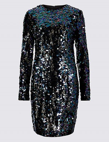 M&S COLLECTION Sparkly Long Sleeve Bodycon Dress