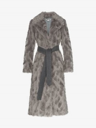 Stella McCartney Faux Fur Long Belted Coat in Grey ~ winter luxe