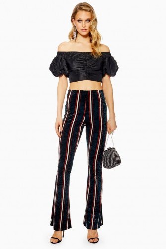 Topshop Striped Velvet Flares | flared party pants - flipped