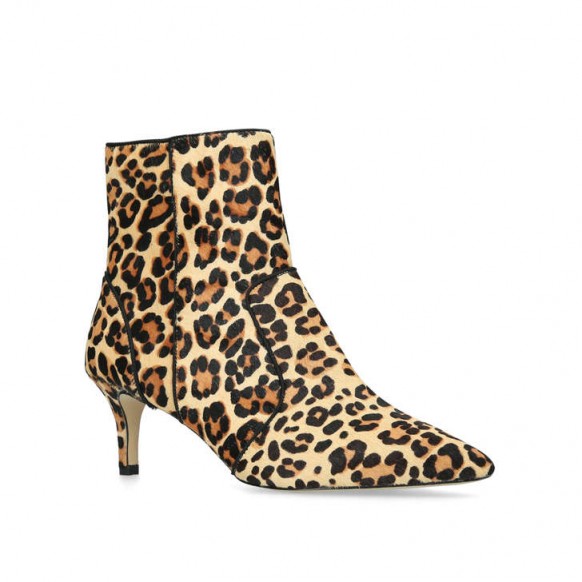 CARVELA SUGAR Leopard Print Heeled Ankle Boots in tan combination | winter glamour