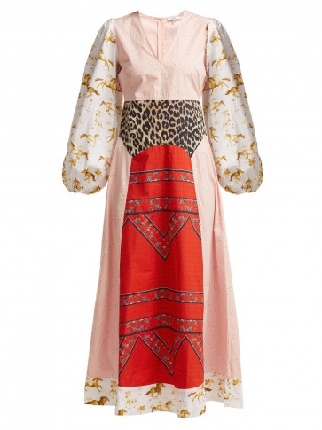 GANNI Sweeney printed cotton maxi dress – multi prints – prairie style dresses