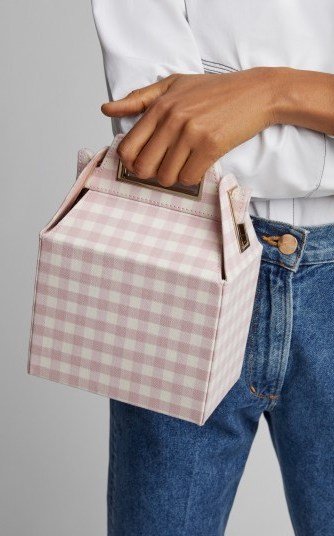 Pop & Suki Takeout Pink Gingham Wool Bag / pretty checked box bag - flipped