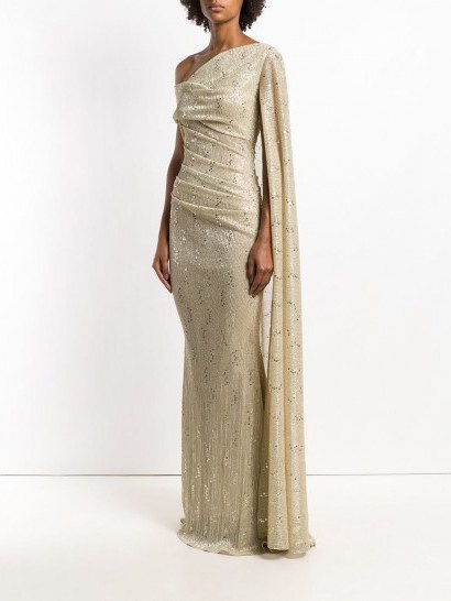 TALBOT RUNHOF metallic-gold draped gown ~ glamorous event dresses - flipped