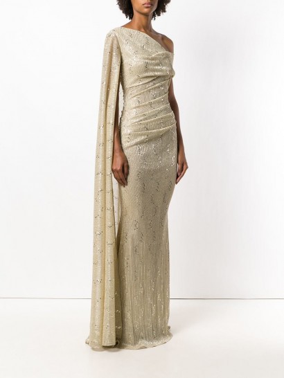 TALBOT RUNHOF metallic-gold draped gown ~ glamorous event dresses