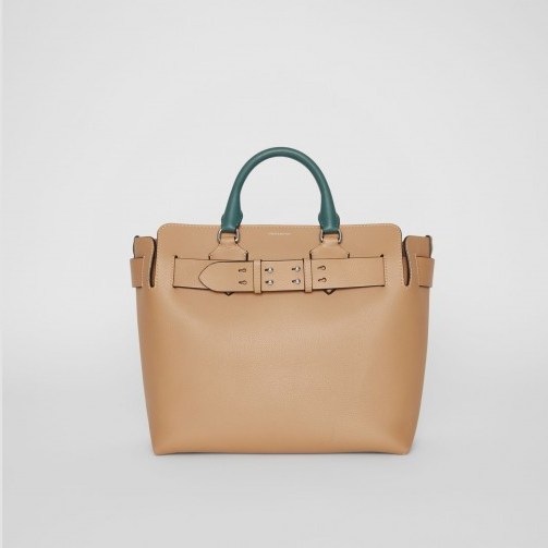 BURBERRY The Medium Tri-tone Leather Belt Bag in Camel ~ light-brown luxe handbag - flipped
