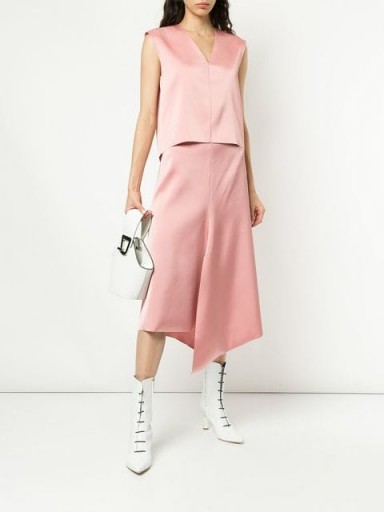 TIBI asymmetric draped skirt in pink haze