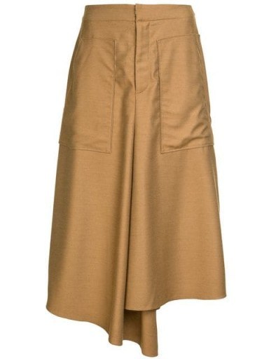 TIBI draped front midi skirt in camel - flipped