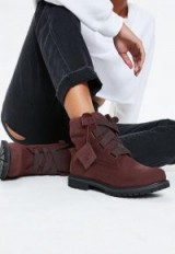 timberland burgundy premium 6 inch convienience boots – wide lace ankle boot