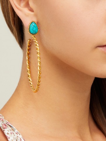 SYLVIA TOLEDANO Turquoise and twisted hoop earrings