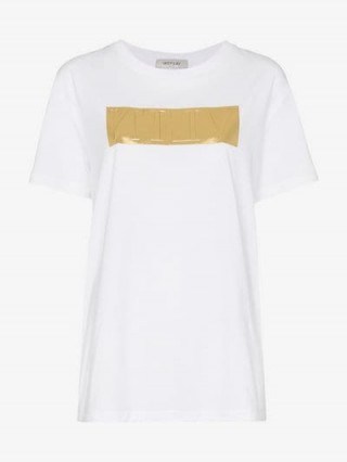 Valentino Gold Logo Print White Crew Neck Cotton T-Shirt ~ casual luxe tee - flipped