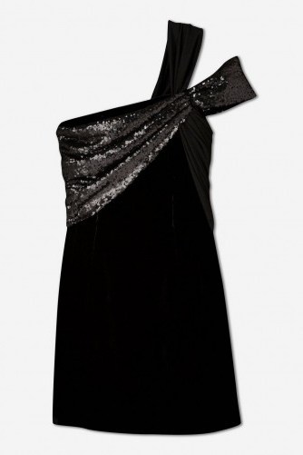 Topshop x Halpern Velvet and Sequin Dress in Black – glamorous lbd - flipped