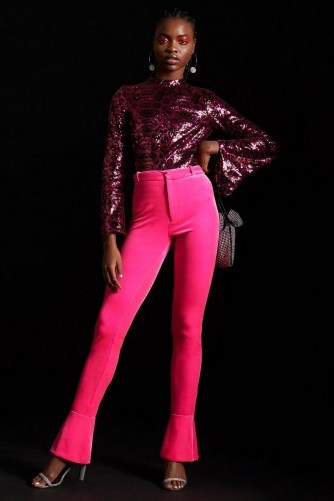 Topshop x Halpern Velvet Trousers – hot pink pants - flipped