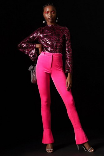 Topshop x Halpern Velvet Trousers – hot pink pants