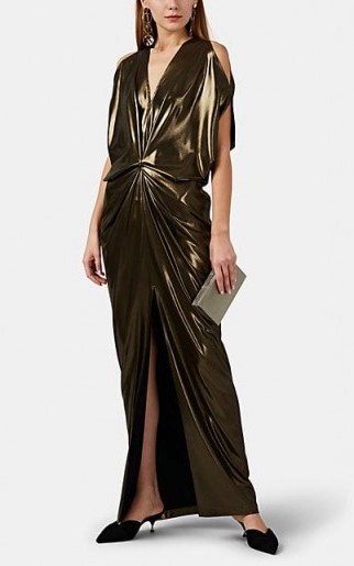 ZERO + MARIA CORNEJO Miu Metallic Gown in vintage gold – glamorous occasion wear - flipped