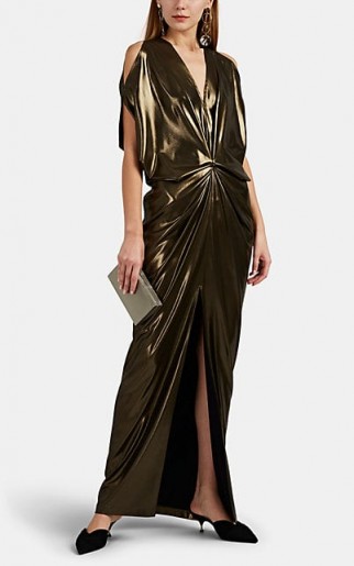 ZERO + MARIA CORNEJO Miu Metallic Gown in vintage gold – glamorous occasion wear