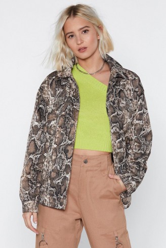 NASTY GAL A Moment Like Hiss Snake Jacket in Stone