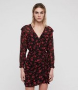 ALLSAINTS HARLOW EIRA DRESS coral red – ruched floral dresses