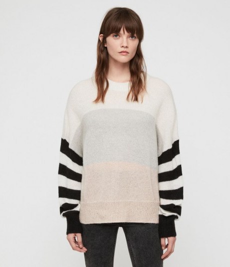 ALLSAINTS NICOLI JUMPER multi stripe – cosy drop shoulder sweater - flipped