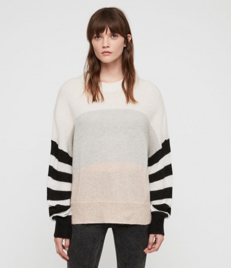 ALLSAINTS NICOLI JUMPER multi stripe – cosy drop shoulder sweater
