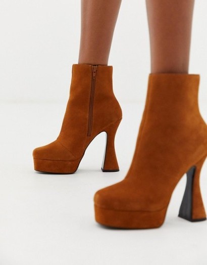 ASOS DESIGN Equality suede platform boots in tan – light brown platforms - flipped