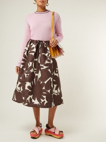 MARNI Avery brown floral-print midi skirt ~ retro prints - flipped