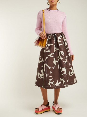 MARNI Avery brown floral-print midi skirt ~ retro prints