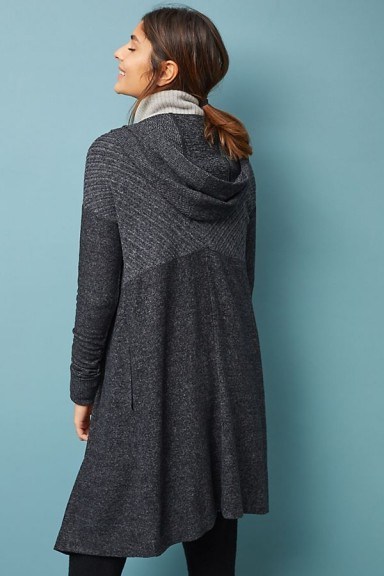 Saturday/Sunday Loviisa Textured Cardigan in dark grey | longline hooded cardi - flipped